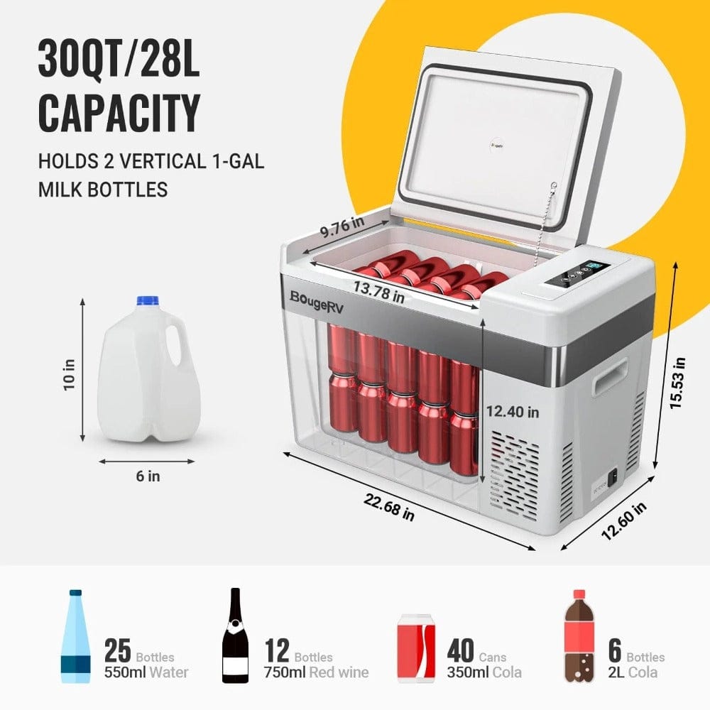 BougeRV 12V 30 Quart (28L) Portable Fridge Coolers BougeRV
