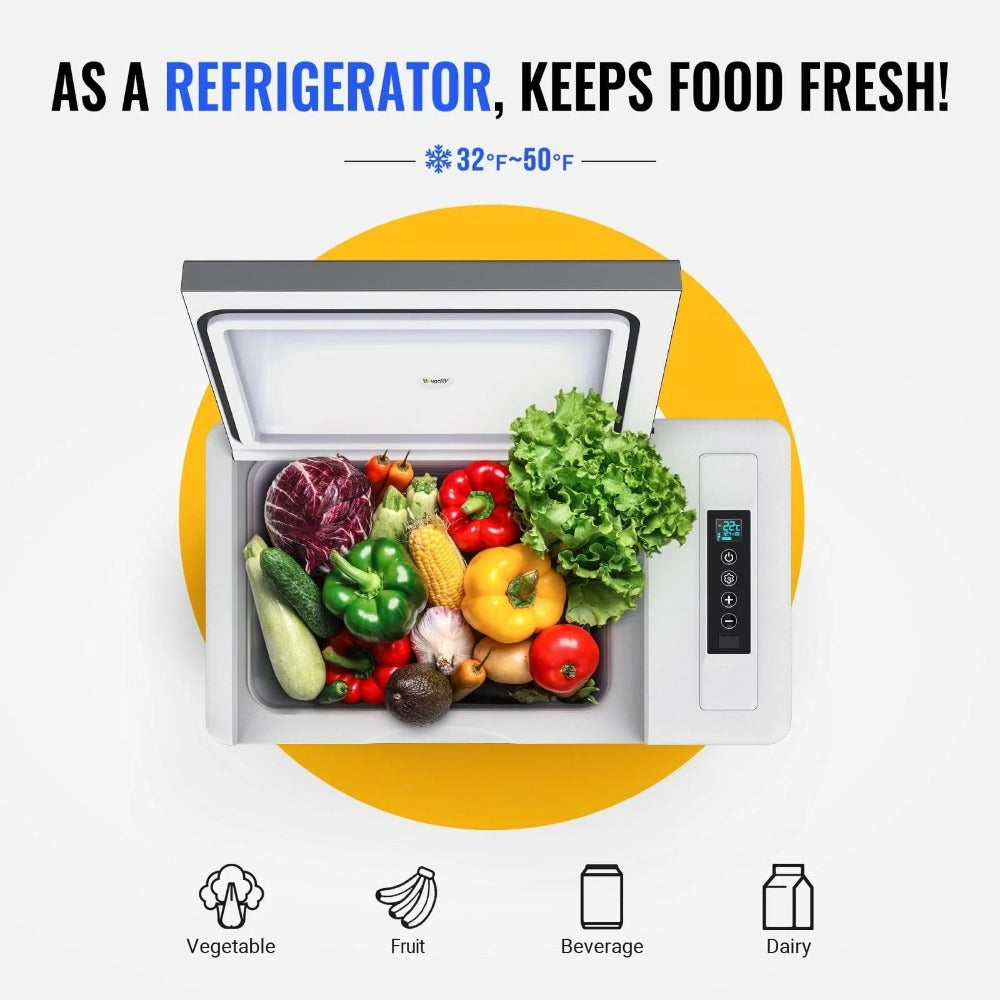 BougeRV 12V 30 Quart (28L) Portable Fridge Used As A Refrigerator To Keep Food Fresh
