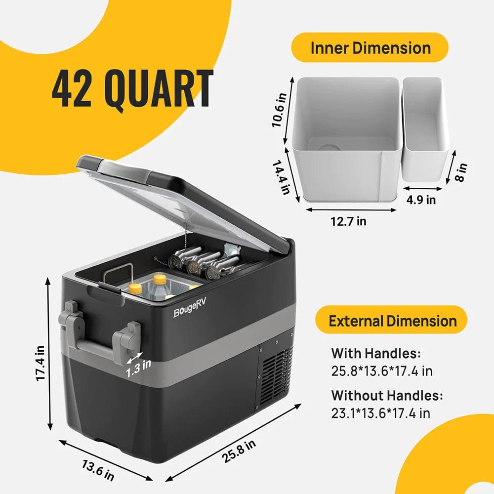 BougeRV 12V 42 Quart (40L) Portable Fridge/Freezer Coolers BougeRV