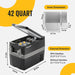 BougeRV 12V 42 Quart (40L) Portable Fridge/Freezer Dimension