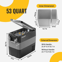 BougeRV 12V 53 Quart (50L) Portable Fridge Car Freezer Coolers BougeRV