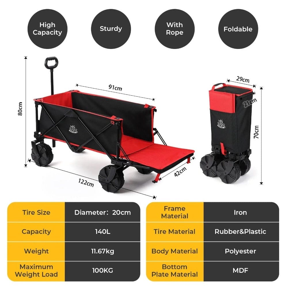 BougeRV 140L Capacity Outdoor Foldable Folding Wagon（DEERFAMY） Accessories BougeRV