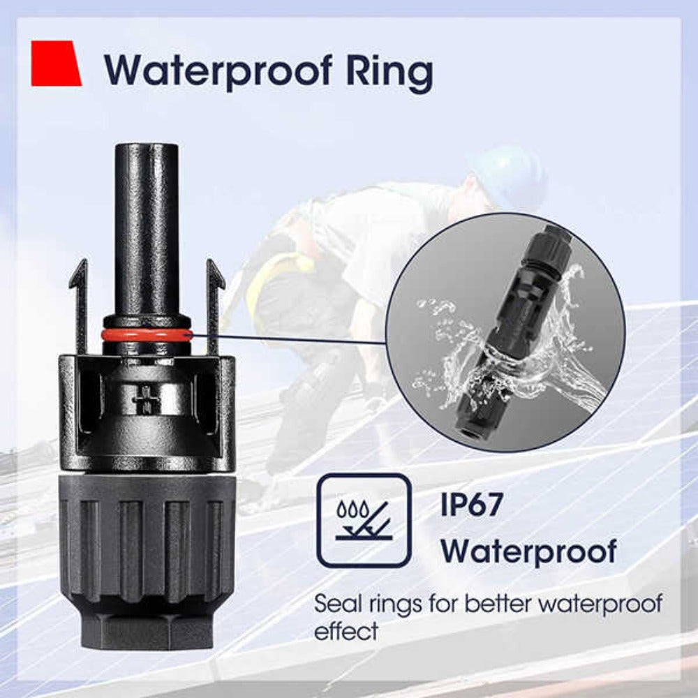 BougeRV 44PCS Solar Connector with Spanners IP67 Waterproof Male/Female Waterproof Ring