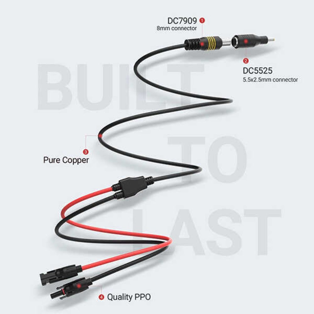 BougeRV 6Feet 14AWG Solar Connector to DC Adapter Specification