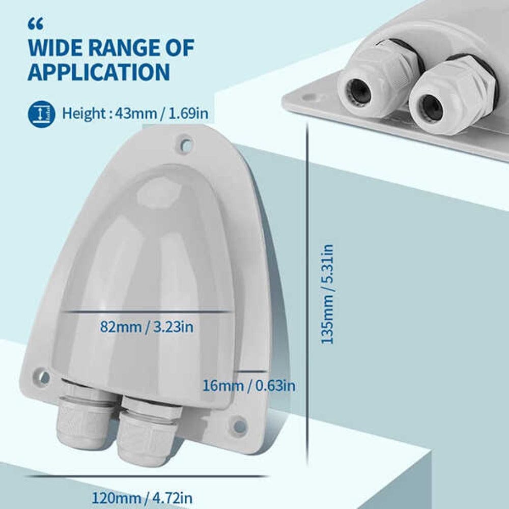 BougeRV ABS Solar Double Cable Entry Gland Box Accessories BougeRV