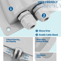 BougeRV ABS Solar Double Cable Entry Gland Box Accessories BougeRV