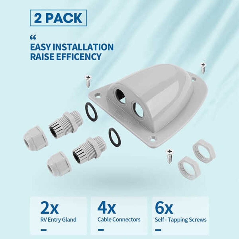 BougeRV ABS Solar Double Cable Entry Gland Box Accessories BougeRV