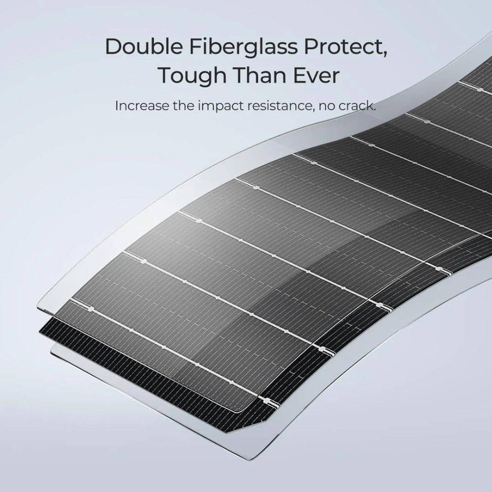 BougeRV Arch 100 Watt Fiberglass Curved Solar Panel Double Fiberglass Protect