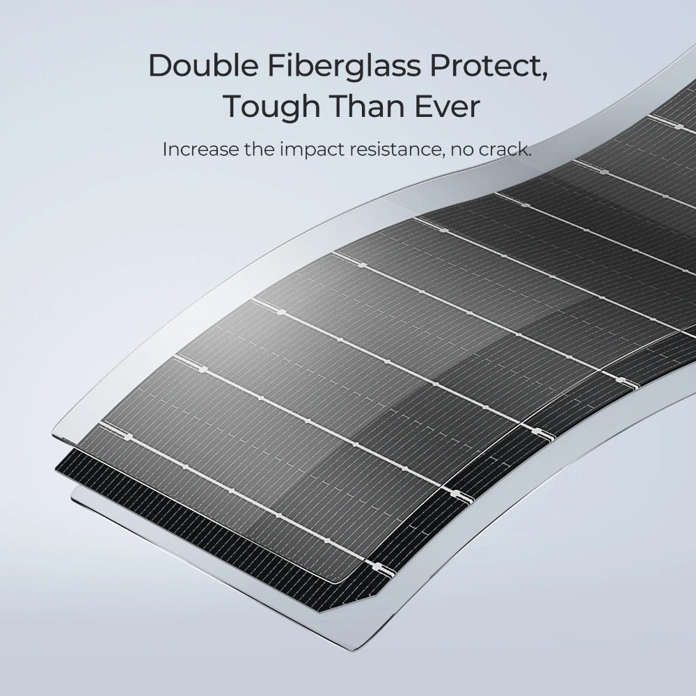 BougeRV Arch 200 Watt Fiberglass Curved Solar Panel Double Fiberglass Protect