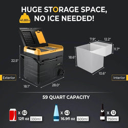 BougeRV CR55 59 Quart (55L) Portable Fridge Freezer Coolers BougeRV