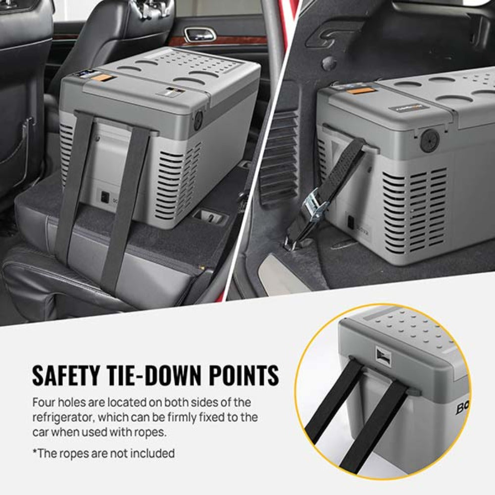 BougeRV CRPRO30 30 Quart 12V Portable Car Fridge Freezer Safety Tie-down Points