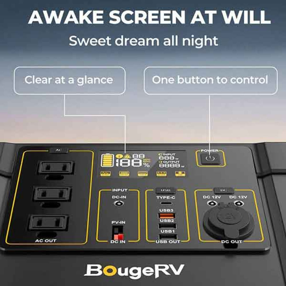 BougeRV FORT 1000 1120Wh LiFePO4 Portable Power Station With Awake Screen At Will
