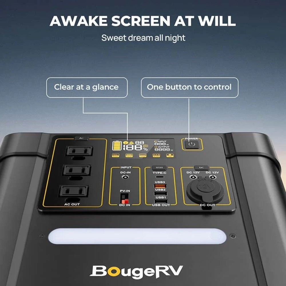 BougeRV FORT 1500 1456Wh LiFePO4 Portable Power Station With Awake Screen At Will