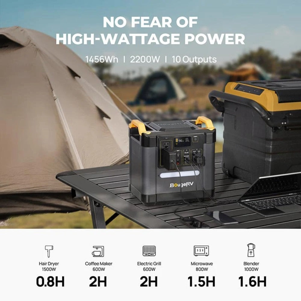 BougeRV FORT 1500 1456Wh LiFePO4 Portable Power Station With High Wattage Power