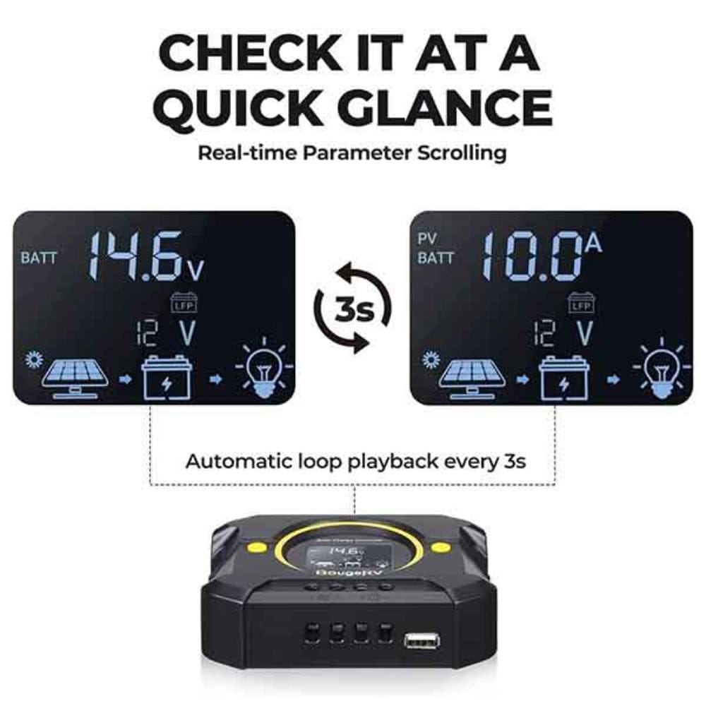 BougeRV Li PWM Solar Charge Controller 12V 24V Controllers BougeRV