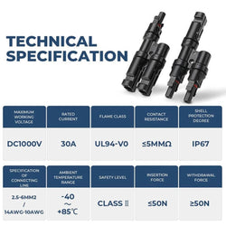 BougeRV Solar Branch Connectors Y Connector in Pair MMF+FFM Parallel Connection Accessories BougeRV