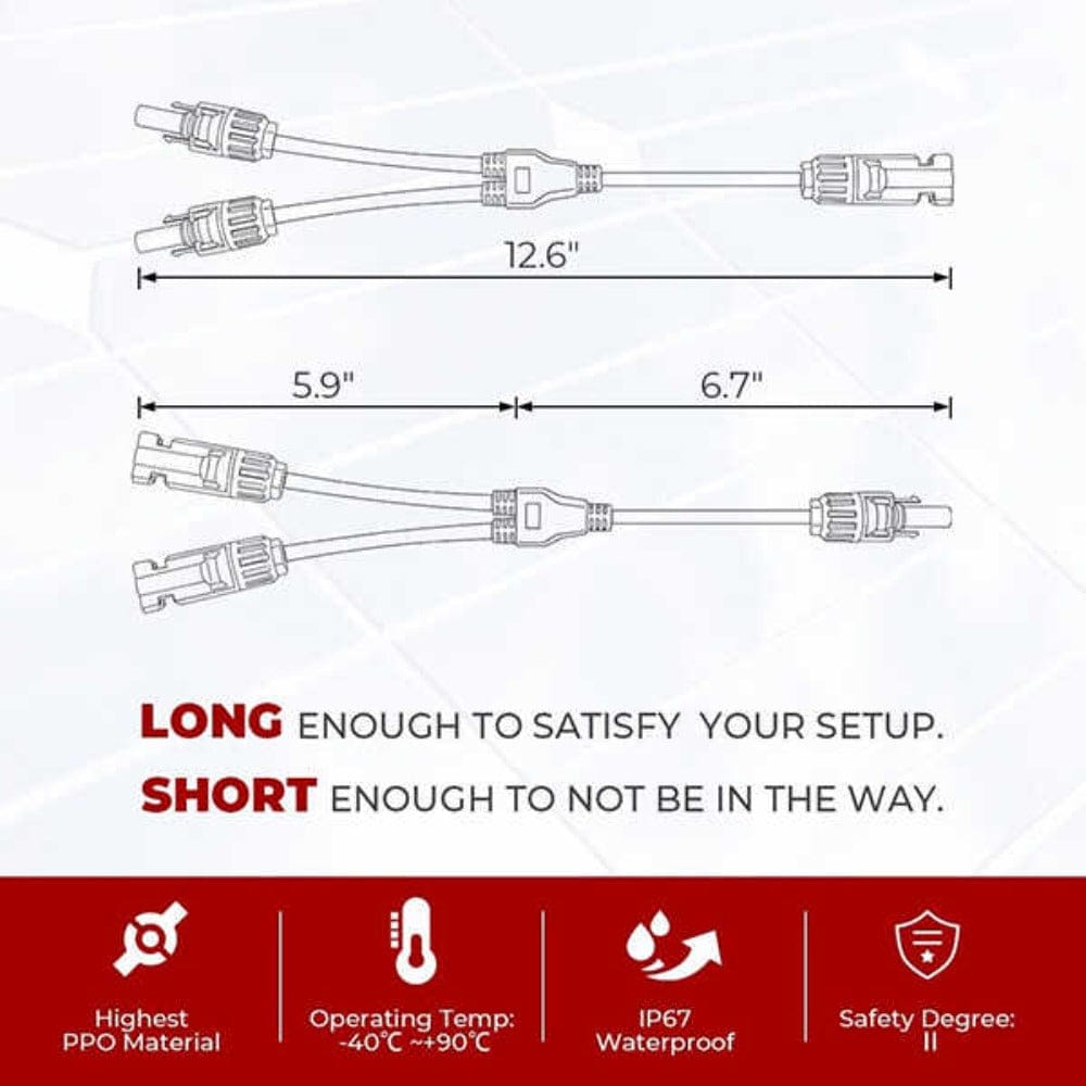 BougeRV Solar Connectors Y Branch Parallel Adapter Cable Wire Accessories BougeRV
