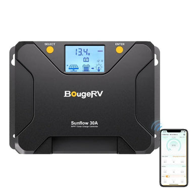 BougeRV Sunflow 30A MPPT Solar Charge Controller 12V/24V  App And Control Panel