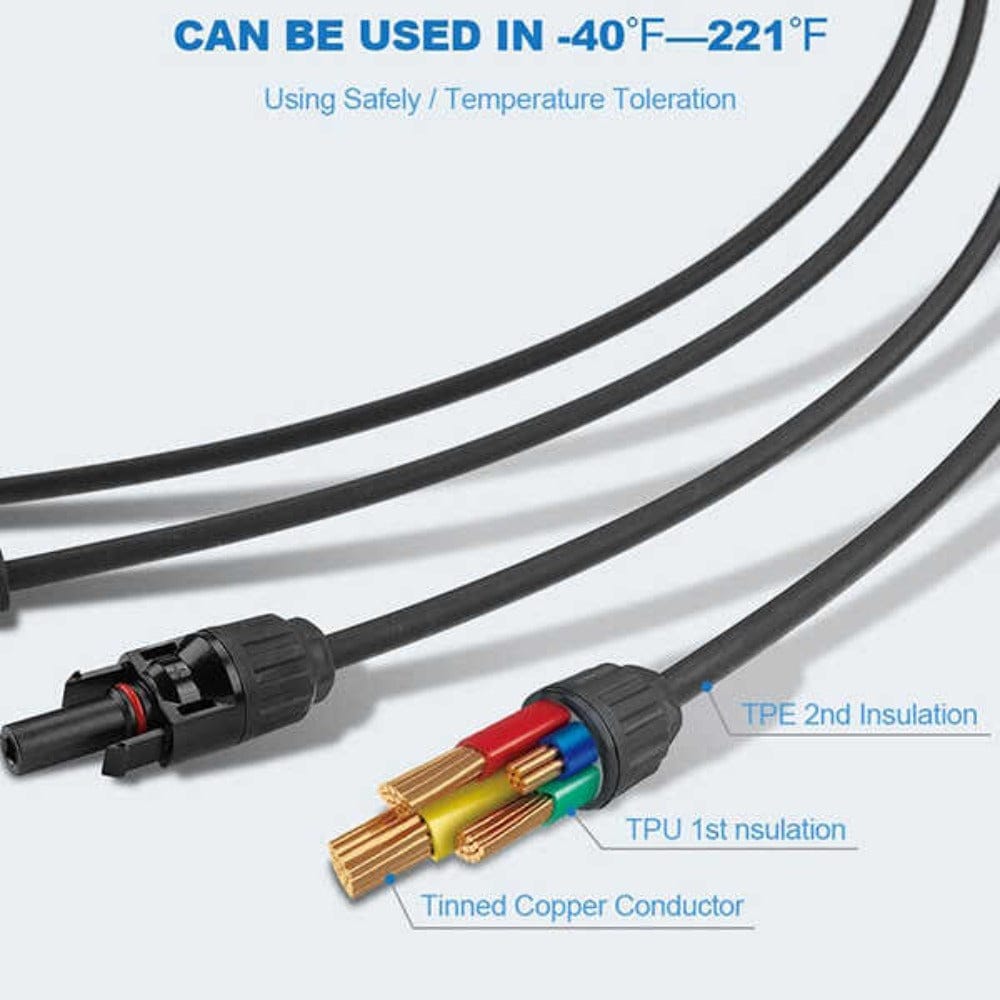 BougeRV Y Branch Parallel Connectors Extra Long 4 to 1 Solar Cable Accessories BougeRV