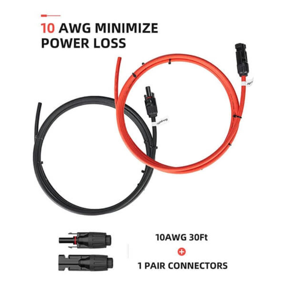 BougeRV 10AWG Solar Extension Cable with Extra Free Connectors(xx FT Red+xx FT Black) Accessories BougeRV