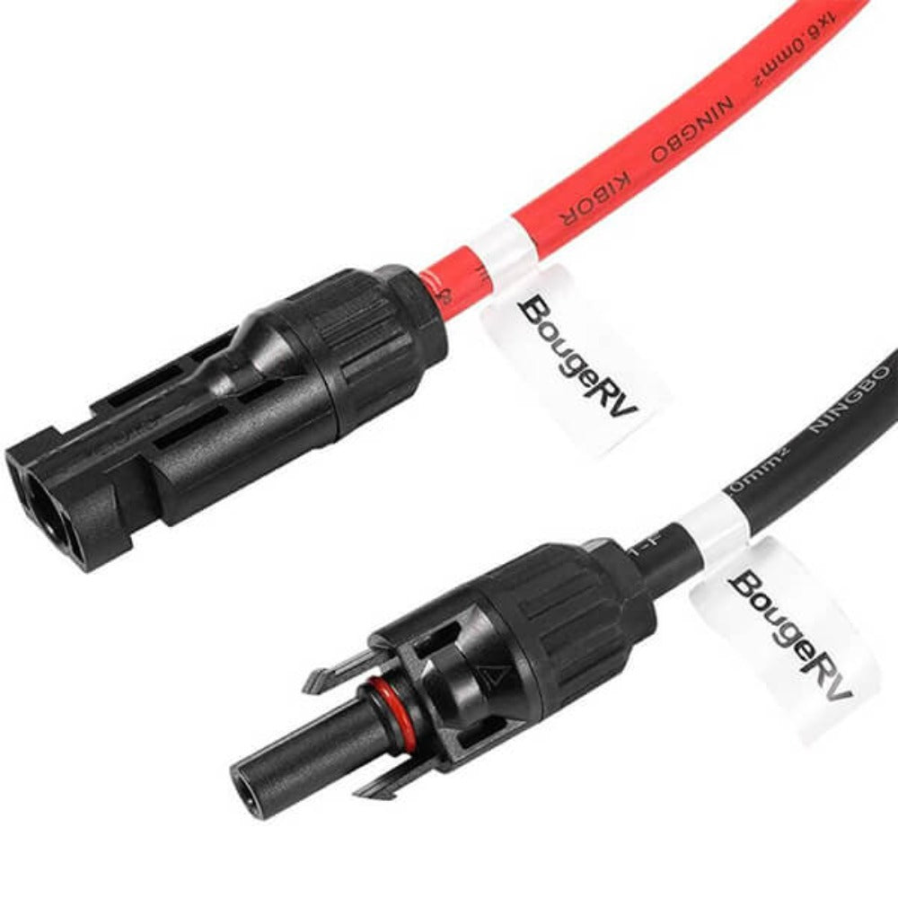 BougeRV 10AWG Solar Extension Cable (xx FT Red+xx FT Black) Plug