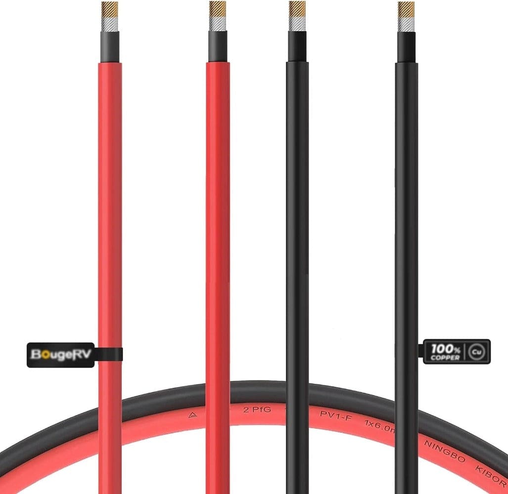 BougeRV 10AWG Solar Extension Cable with Extra Free Connectors(xx FT Red+xx FT Black) Accessories BougeRV 20FT (No Connector)