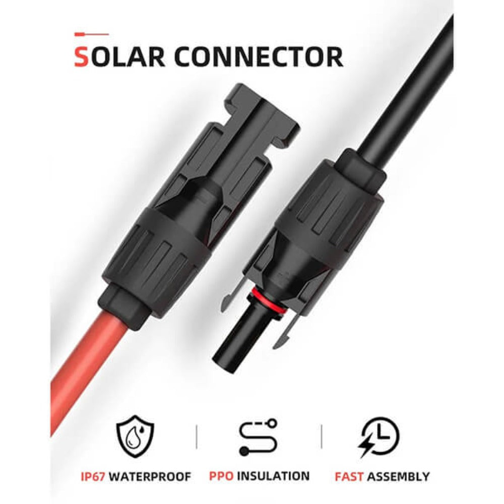 BougeRV 12AWG Solar Extension Cable Connectors (xx FT Red+xx FT Black) Features