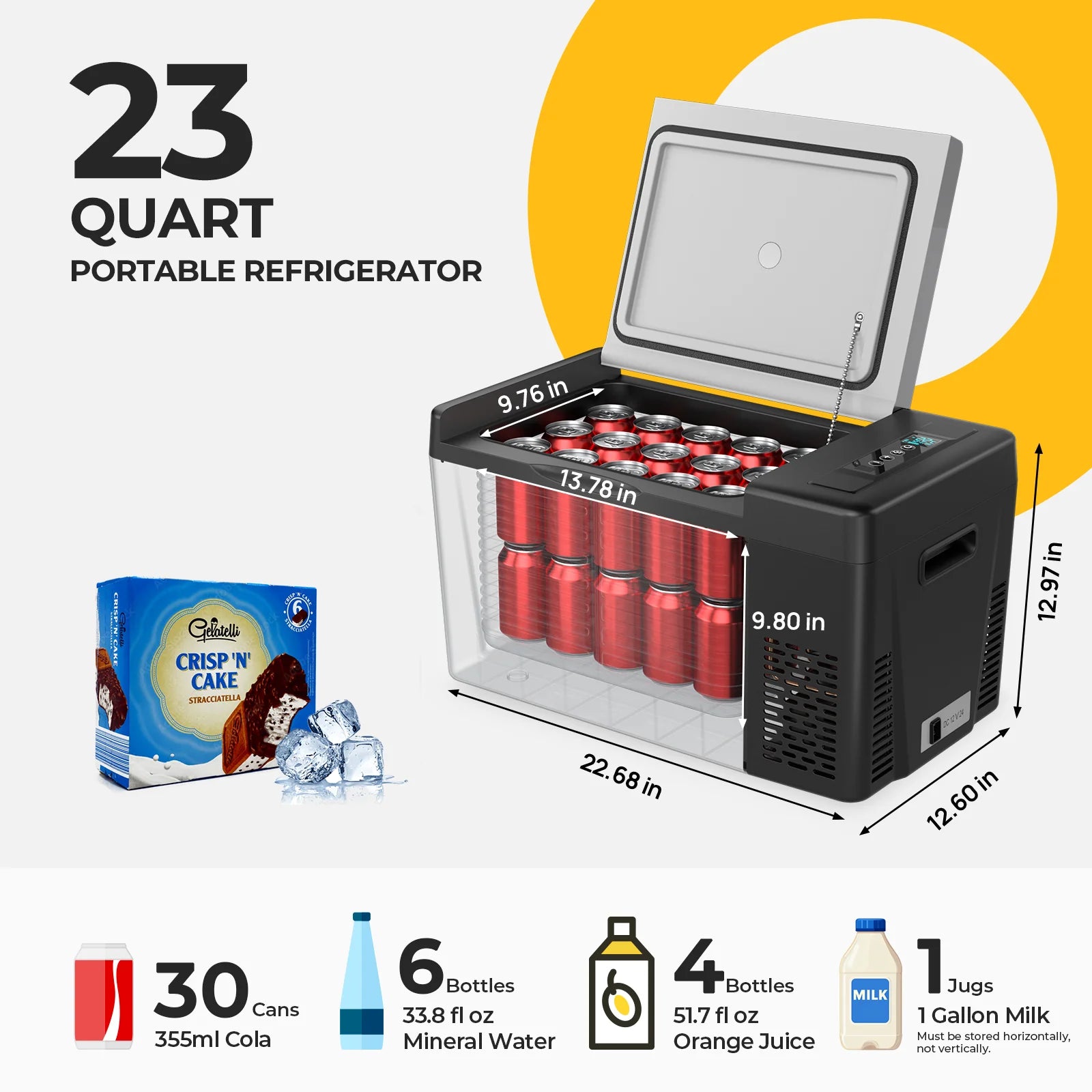 BougeRV 12V 23 Quart Portable Fridge Black For Travel