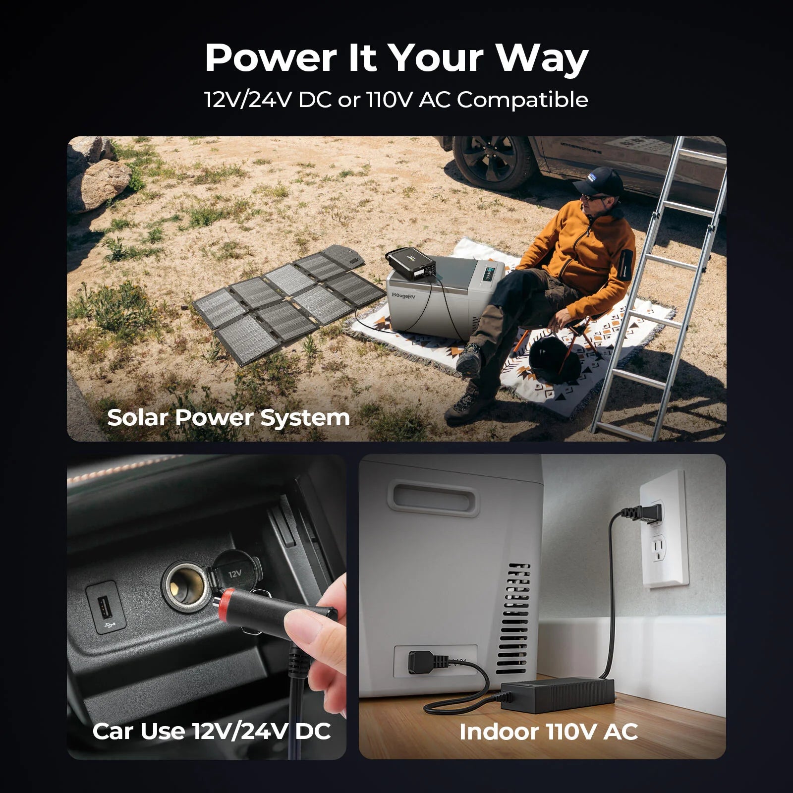 BougeRV 12V 23 Quart Portable Fridge For Travel