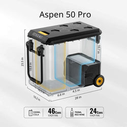 BougeRV ASPEN 50 PRO 53QT Dual Zone Wheeled 12V Portable Refrigerator Coolers BougeRV