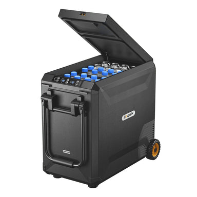 BougeRV ASPEN 50 PRO 53QT Dual Zone Wheeled 12V Portable Refrigerator Filled With Water Bottle