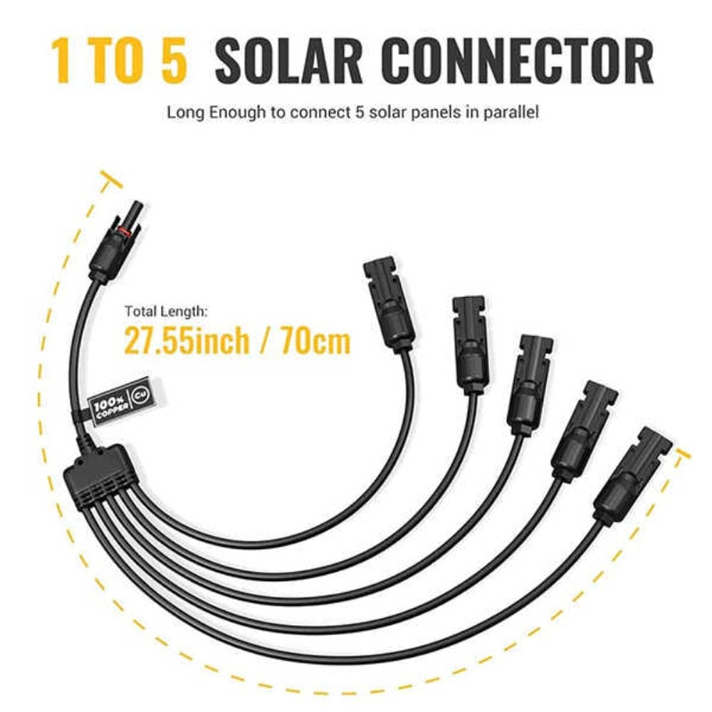 BougeRV Solar Y Connector Solar Panel Parallel Connectors Extra Long 5 to 1 Cable Accessories BougeRV