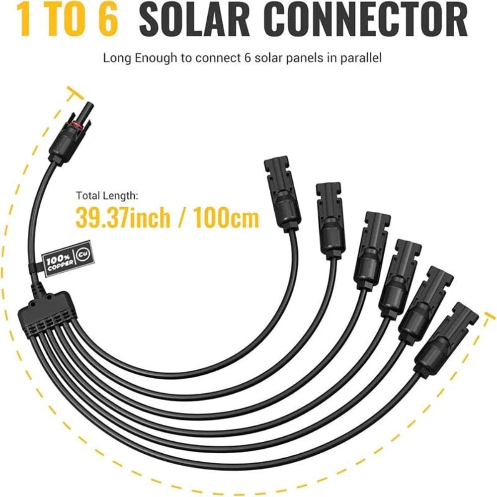 BougeRV Solar Y Connector Solar Panel Parallel Connectors Extra Long 6 to 1 Cable Accessories BougeRV