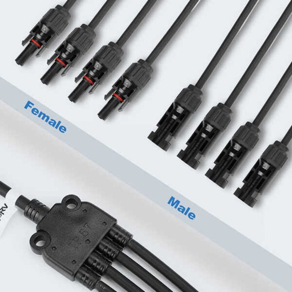 BougeRV Y Branch Parallel Connectors Extra Long 4 to 1 Solar Cable Accessories BougeRV