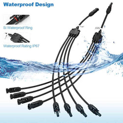 BougeRV Y Branch Parallel Connectors Extra Long 4 to 1 Solar Cable Accessories BougeRV