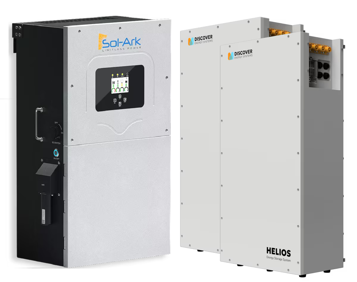 Sol-Ark 15K-2P Hybrid Inverter + 2 x Discover Helios Battery