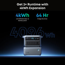Anker SOLIX C2000 Gen2 Portable Power Station + Anker SOLIX BP2000 Expansion Battery Gen 2