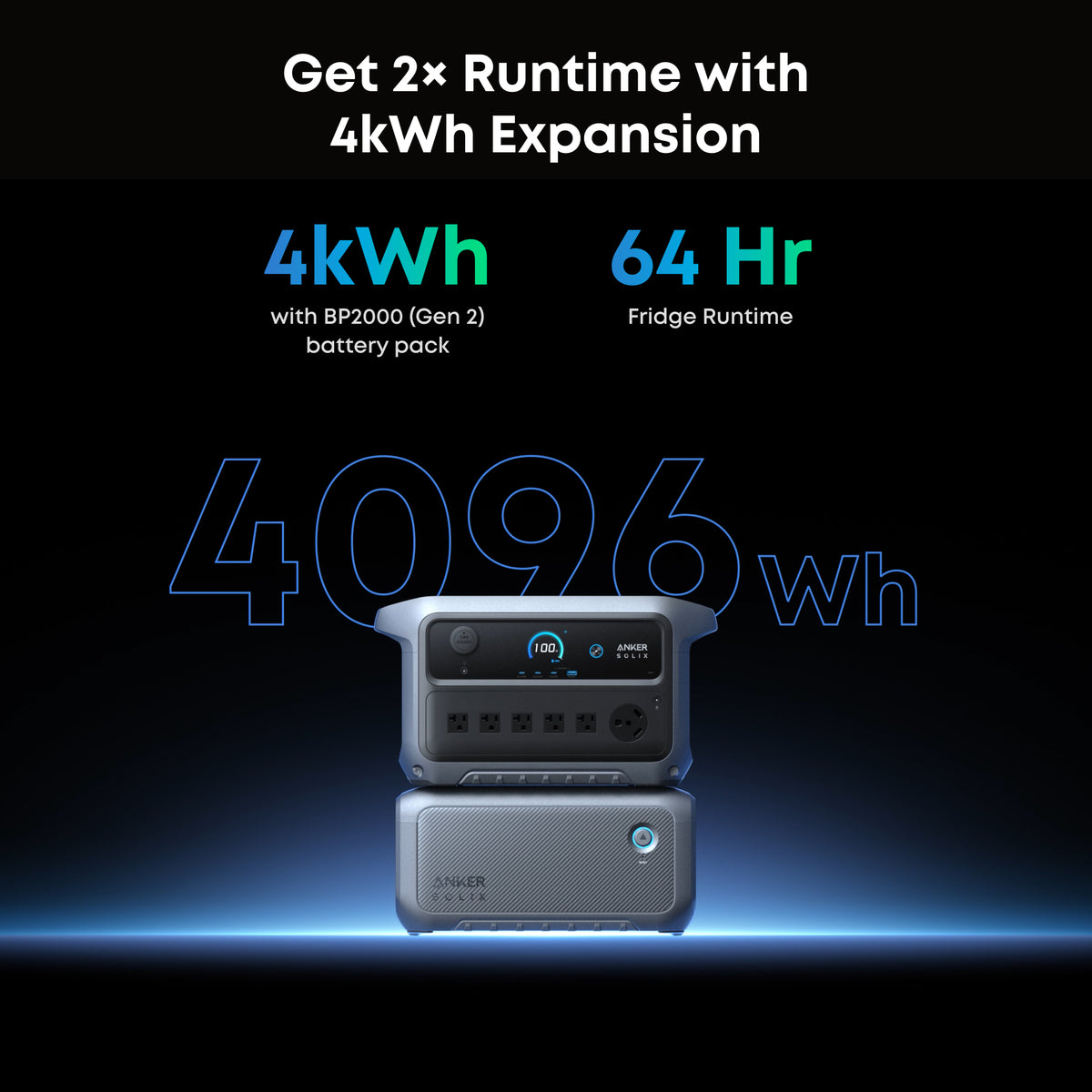 Anker SOLIX C2000 Gen2 Portable Power Station + Anker SOLIX BP2000 Expansion Battery Gen 2