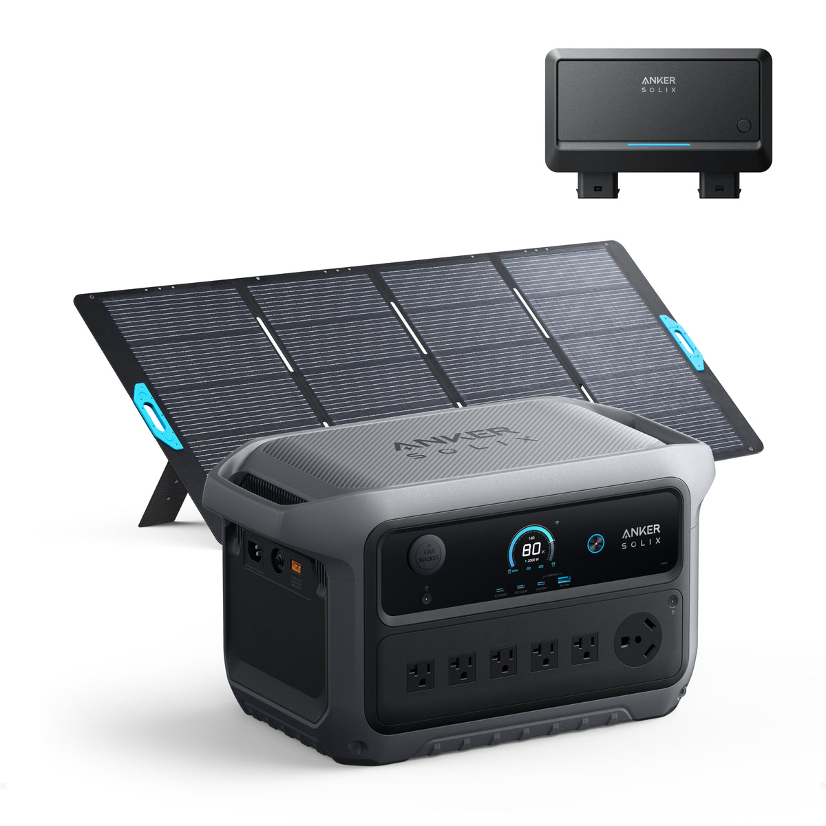 Anker SOLIX C2000 Gen2 Portable Power Station + 400w Solar Panel + Car Alternator Charger