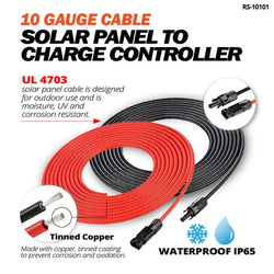 RICH SOLAR 10 Gauge Extension Cable to Connect Solar Panel to Charge Controller | Pair of 10AWG Red and Black Extension Wires for Solar Panel to Charge Controller | Choose Cable Length: 10ft, 20ft, 30ft Accessories RICH SOLAR