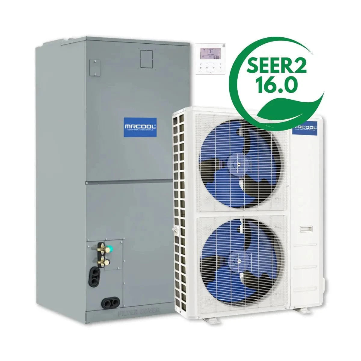 MRCOOL Hyper Heat 2nd Gen 60K BTU 5 Ton 16 SEER2 Central Ducted Heat Pump Split System, CENTRAL-60-HP-230B00-O 2nd Gen Hyper Heat Central Ducted MRCOOL