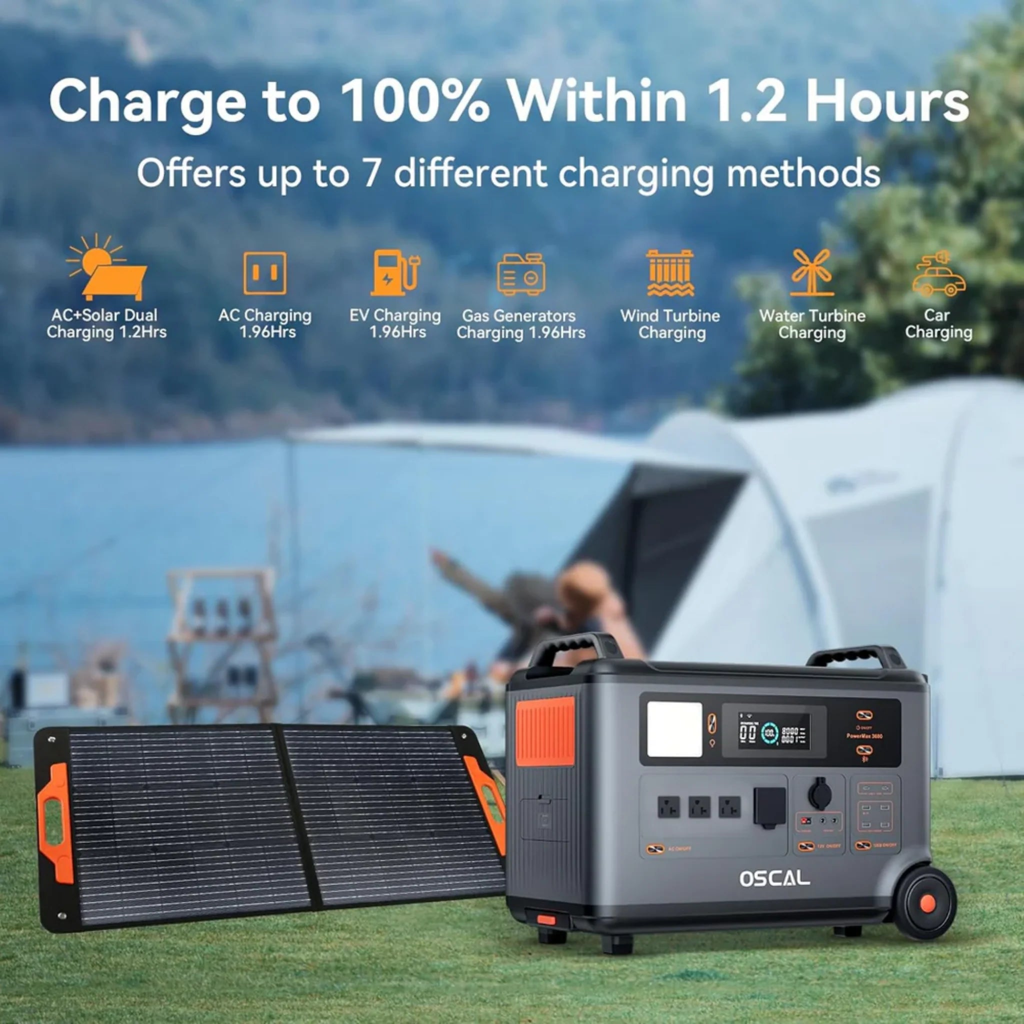 Oscal PowerMax 6000 | 6000W Portable Power Station with 120/240V Dual Voltage Solar Generators Oscal