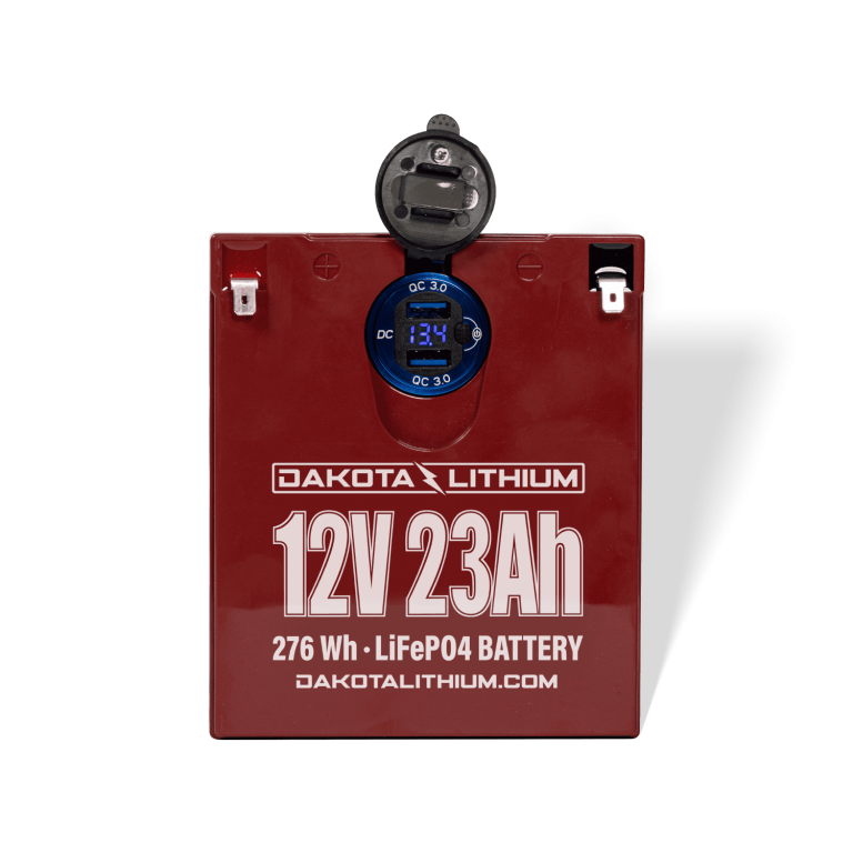 Dakota Lithium 12v 23Ah Battery with Dual USB Ports & Voltmeter