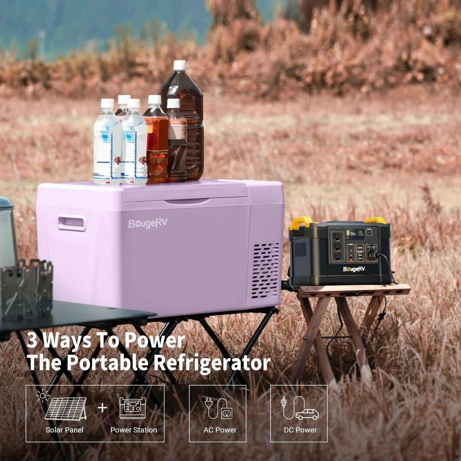 BougeRV 12V 23 Quart Colorful Purple Portable Fridge