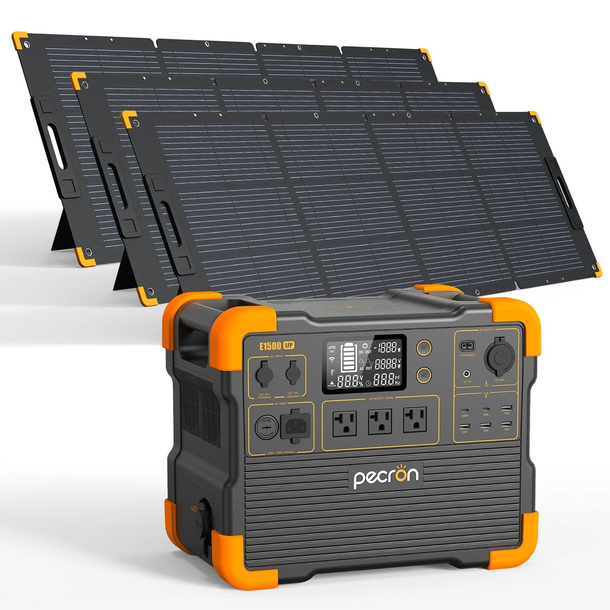 PECRON E1500LFP Expandable Portable Power Station 2200W 1536Wh Solar Generators PECRON