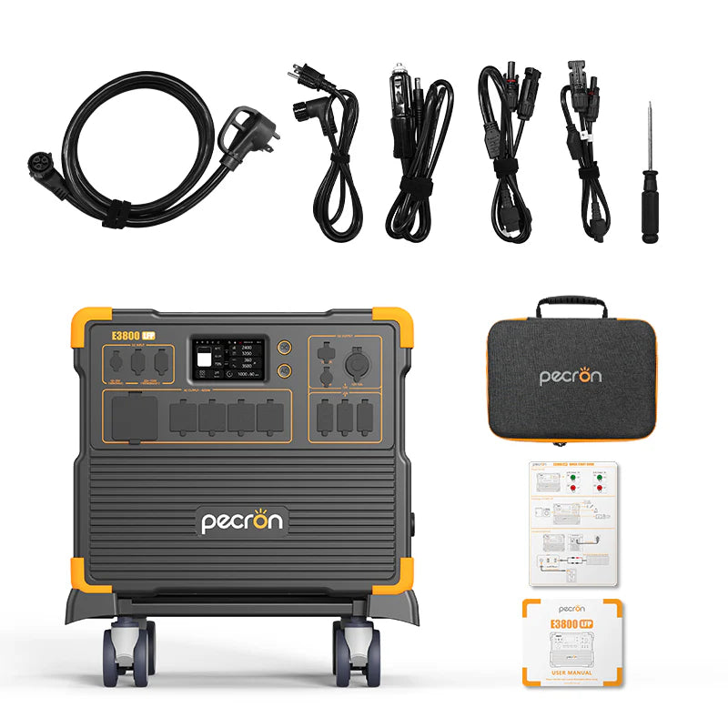 PECRON E3800LFP Portable Power Station 4200W 3840Wh + FREE 30A AC Cable & Free Cart (Until Supplies Last)