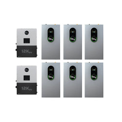 EG4 12kPV Hybrid Inverter | 48V | 12000W Input | 8000W Output | 120/240V Split Phase + EG4-WallMount Indoor Battery 280AH | 51.2V | 14.3kWh Energy Storage Systems EG4 2 EG4 12kPV + 6 x EG4-WallMount Indoor Battery | 85.8kWh Capacity