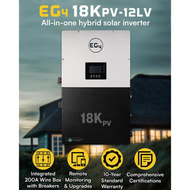 EG4 18KPV Hybrid Inverter All-In-One Solar Inverter | 18000W PV Input | 12000W Output | 48V 120/240V Split Phase | EG4-18KPV-12LV Inverters EG4