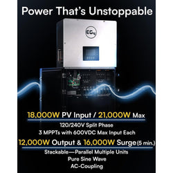 EG4 18KPV Hybrid Inverter All-In-One Solar Inverter | 18000W PV Input | 12000W Output | 48V 120/240V Split Phase | EG4-18KPV-12LV Inverters EG4