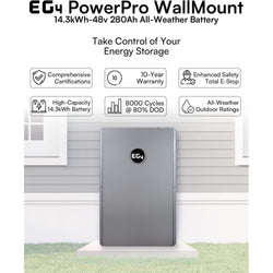 EG4 PowerPro WallMount AllWeather Lithium Battery | 48V 280Ah | 14.3kWh LiFePO4 | All-Weather Energy Storage | UL1973, UL9540A Wall Mount Batteries EG4